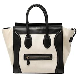 Celine Mini Borsa da Viaggio Bicolore in Tela e Pelle Marrone - Céline