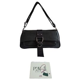 Borsa a spalla in pelle nera vintage hardcore autentica Christian Dior