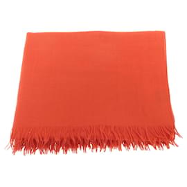 Hermès SCIALLE HERMES MOTIVO H IN CACHEMIRE E LANA ROSSO RAME 210X140CM