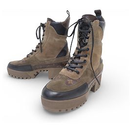 STIVALI DESERT LOUIS VUITTON LAUREATE 1A4XYI 39 CAMOSCIO E MONOGRAMMA