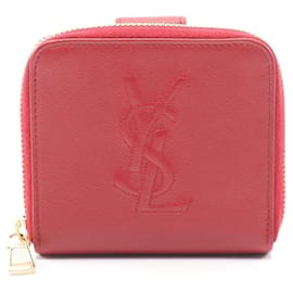 Portefeuille bi-fold en cuir rouge Yves Saint Laurent