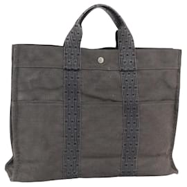 Hermès HERMES Borsa a Mano Her Line Tote MM in Tela Grigia Argento Autentica 171988