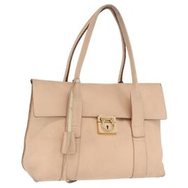 Borsa a Spalla Gancini in Pelle Rosa Oro Auth 171552 di Salvatore Ferragamo