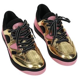 GUCCI Basketball Sneakers aus Leder Größe 35 Gold Auth 171404M