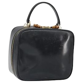 GUCCI Bamboo Vanity Handtasche aus schwarzem und goldenem Lackleder 000 270 0323 Auth 171656