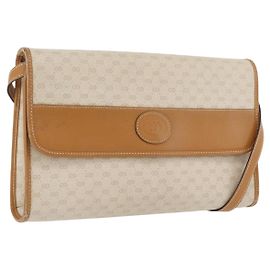 GUCCI Micro GG Supreme Schultertasche PVC Elfenbein Gold 004 14 0264 Auth BA10604