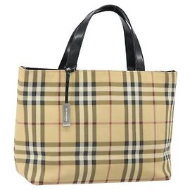 BURBERRY Nova Check Handtasche aus PVC-Leder in Beige Auth ep13062