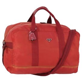 Borsa Boston PRADA Nylon 2way Rossa Argento Auth 169109