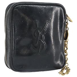Pochette in pelle nera e oro SAINT LAURENT Auth bs33270