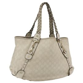 Borsa Horsebit in pelle GG Canvas Guccissima Gucci avorio oro 137621 Auth 169728