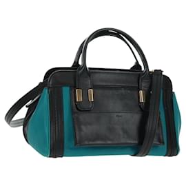 Chloé Borsa a mano Chloe Alice in pelle 2 vie blu oro Auth 170574V