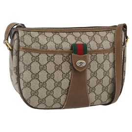 Borsa Gucci GG Supreme Web Sherry Line in PVC Beige Rosso 89 02 032 Auth ti3672