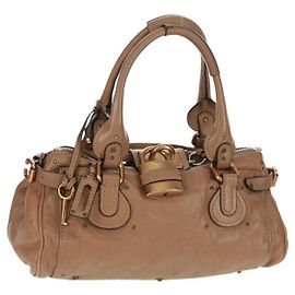 Chloé Chloe Paddington Handtasche aus braunem Leder mit Gold und Silber Auth BA10547SV