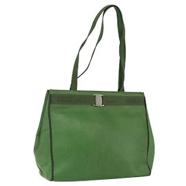 Borsa tote in pelle verde oro Salvatore Ferragamo Auth BA10613