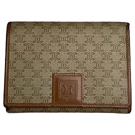 Céline Cartera de cuero monograma vintage Celine beige y marrón