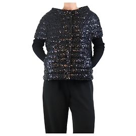 Herno Chaleco acolchado negro con lentejuelas - talla UK 14