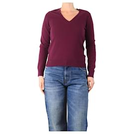 Lila Kaschmir V-Ausschnitt Pullover - Größe M - Eric Bompard