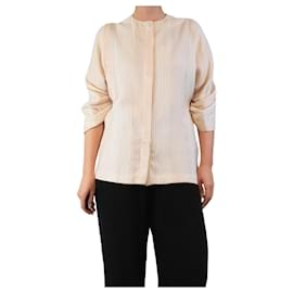 Cream striped silk top - size UK 12 - Autre Marque
