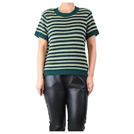Grüner Mitchell gehäkelter gestreifter Pullover - Größe M - Autre Marque