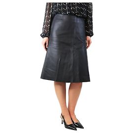 Totême Falda midi de cuero negro