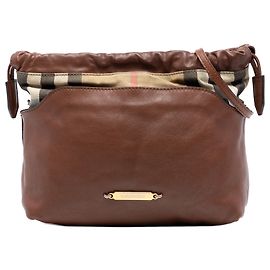 Crossbody Little Crush in tela e pelle di vitello a quadri marrone Burberry