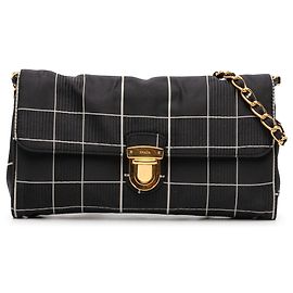 Borsa a tracolla a catena Tessuto nera Prada