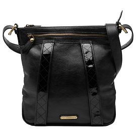 Borsa a tracolla in pelle nera Burberry