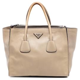 Prada braune Glattleder-Tasche mit doppeltem Griff und zwei Taschen