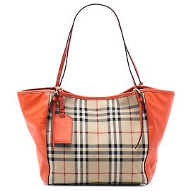 Borsa Canterbury piccola in tela e pelle a quadri Haymarket marrone di Burberry