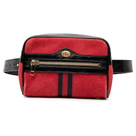 Belt bag Ophidia piccola in suede rosso di Gucci