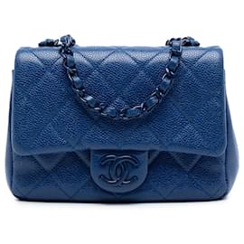 Chanel Mini Blu Quadrato Trapuntato Caviar CC Incognito Flap Singolo