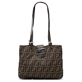 Fendi Braune Zucca Canvas Schultertasche