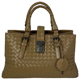 Borsa a Spalla Bottega Veneta Roma Intrecciato Nappa Taupe