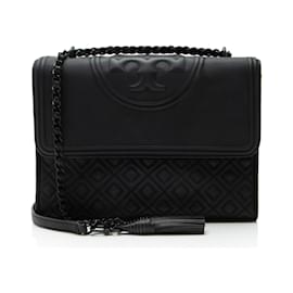 Tory Burch Fleming Schultertasche aus mattem Leder, mittelgroß