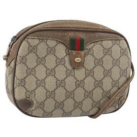 Borsa Sherry Line GG Supreme Web di GUCCI in PVC beige e oro 89 02 066 Auth bs33336