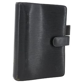 CUBIERTA DE AGENDA DIARIA LOUIS VUITTON Epi Agenda MM Negra R20042 LV Auth ti3776