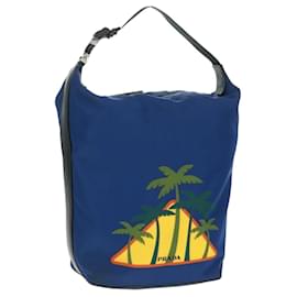 Borsa a Spalla PRADA Nylon 2way Blu Argento Auth 161702M