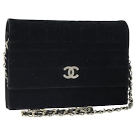 CHANEL Mademoiselle Borsa a Spalla con Catena Velluto Nero Oro CC Auth bs33251
