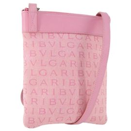 Bulgari Borsa a Spalla BVLGARI in Tela Rosa Argento Auth BA10294