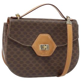 Céline Borsa a Spalla in Tela Macadam CELINE in Pelle PVC 2 in 1 Marrone Oro Auth 168969