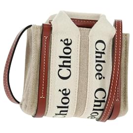 Chloé Woody Mini Borsa a Mano in Tela 2in1 Avorio Auth am10661SAV