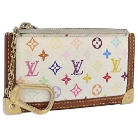 LOUIS VUITTON Pochette Cles Monedero Multicolor Blanco M92655 LV Auth 171334