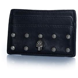 Portacarte in pelle nera Alexander McQueen