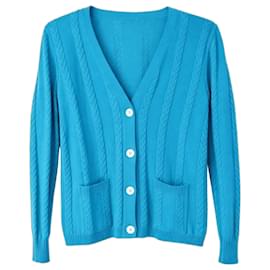 Céline Strickware aus Leinen Hellblau