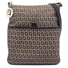 Borsa a tracolla in tela Zucchino marrone Fendi
