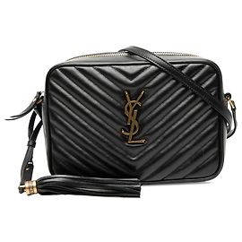 Borsa a tracolla Lou in pelle matelassé nera con monogramma Saint Laurent