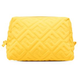 Pochette cosmetica in tessuto tecnico stampato Zucca giallo Fendi