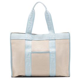 Borsa tote in tela con rifiniture Zucca marrone Fendi