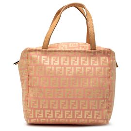 Borsa a mano mini Zucchino in tela rosa Fendi