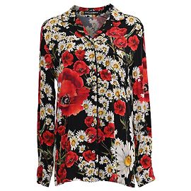 Dolce & Gabbana Pyjamashirt aus Seide mit floralem Druck